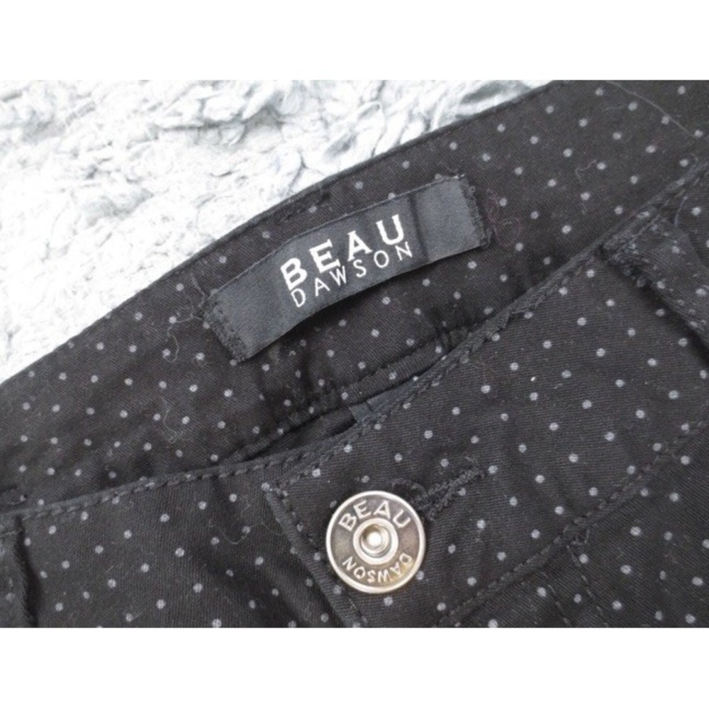 Beau Dawson Jeans Women's 12 Black‎ Polka Dot Stretch Blend Cropped Tapered Leg - Picture 5 of 6